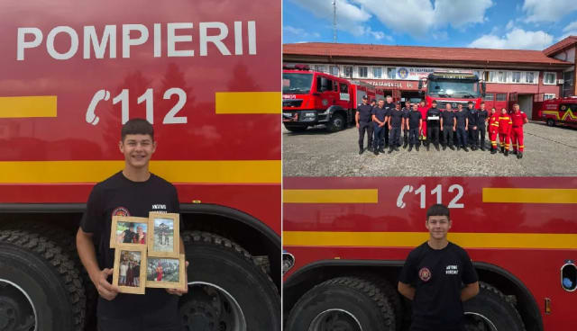Un tânăr voluntar a sărbătorit majoratul alături de echipa de pompieri din Onești