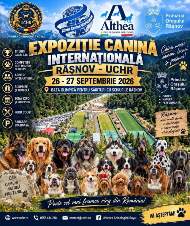 Expoziție Canină Internațională la Râșnov în perioada 26-27 septembrie 2026