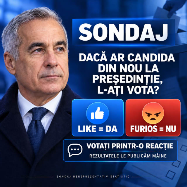 SONDAJ📊 Călin Georgescu a fost plasat astăzi sub control judiciar, după ce Tribunalul București a respins cererea DIICOT de arestare preventivă pentru 30 de zile. Dacă ar candida din nou la președinție, l-ați vota?
