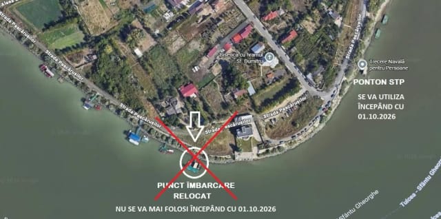 Punctul de trecere a Dunării de la Tudor Vladimirescu se relochează începând din 1 octombrie 2026