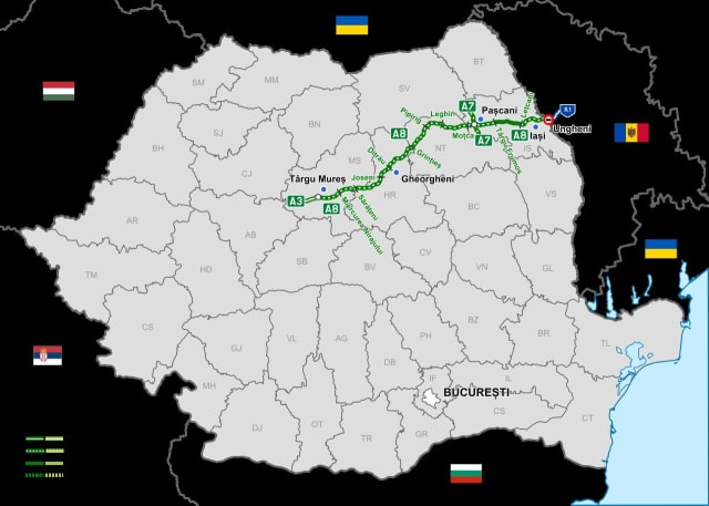 șantier autostradă în Mureș, muncitori și utilaje