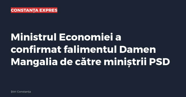 Ministrul Economiei a confirmat falimentul Damen Mangalia de către miniștrii PSD