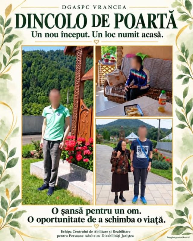 persoană cu dizabilități într-o gospodărie de munte