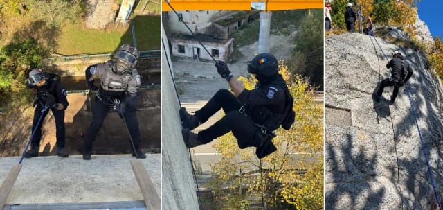 jandarmi în antrenament, intervenție antiteroristă, Sinaia