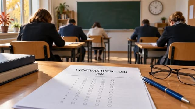 candidați susținând examenul pentru funcția de director de școală