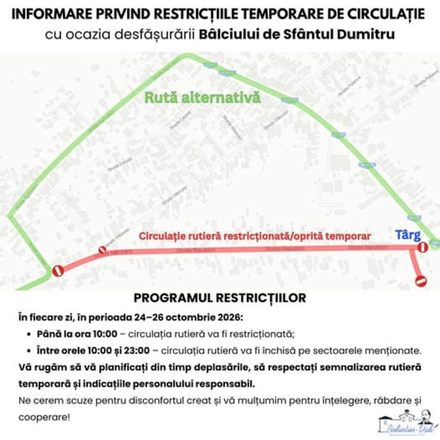 semnalizare rutieră temporară în Giurgiu pentru bâlci