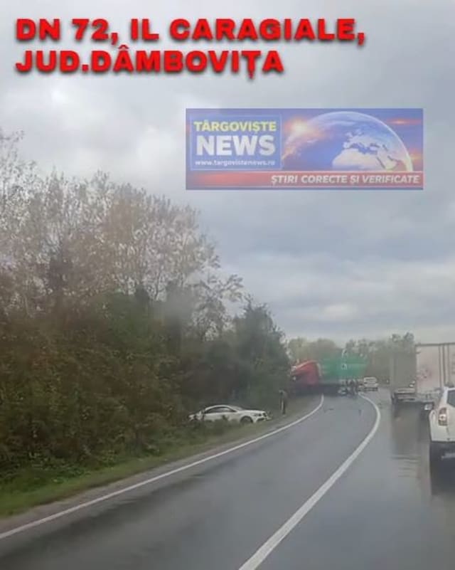 accident rutier pe DN 72, coliziune între tir și autoturism