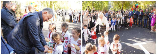 copii la târg de toamnă în curtea grădiniței