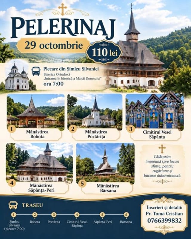 autocar cu pelerini în apropierea mănăstirii
