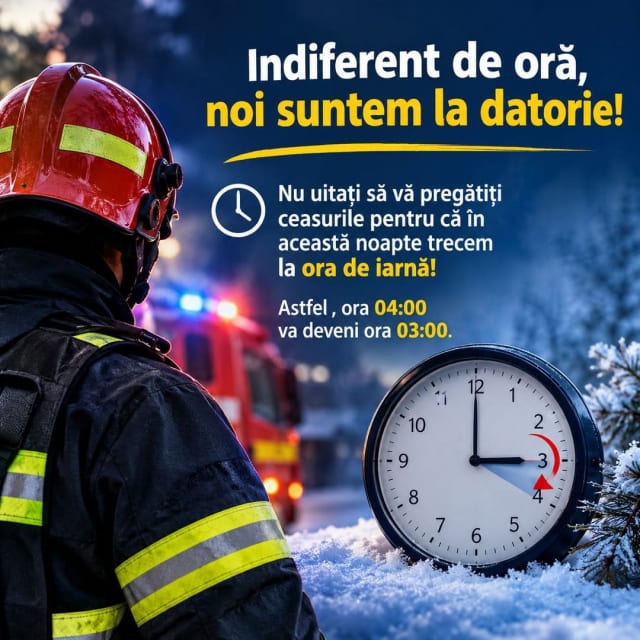 ISU Botoșani reamintește că s-a trecut la ora de iarnă