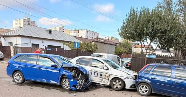 Accident rutier Buzău, autospecială poliție
