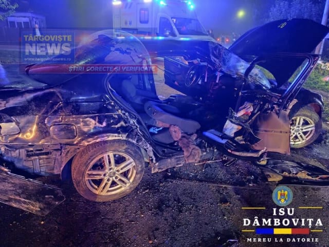 Accident auto Braniștea, mașină avariată