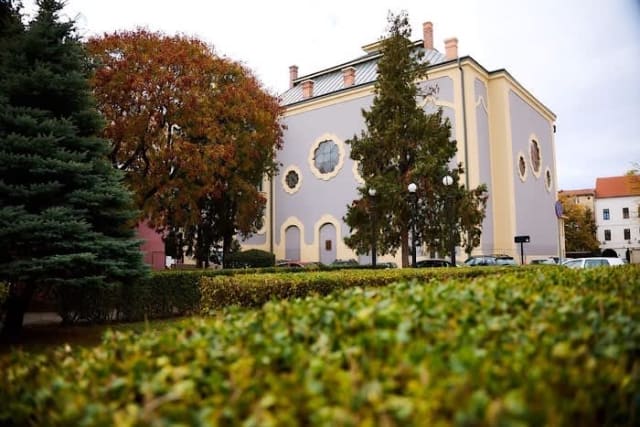 Fațada reabilitată a Filarmonicii Dinu Lipatti din Satu Mare