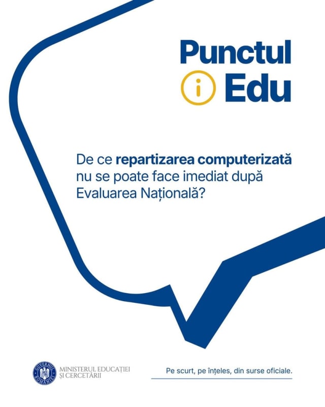 ℹ️ Astăzi, la rubrica „PUNCTUL de informare EDU”: De ce este nevoie de două săptămâni între rezultatele finale la Evalua...