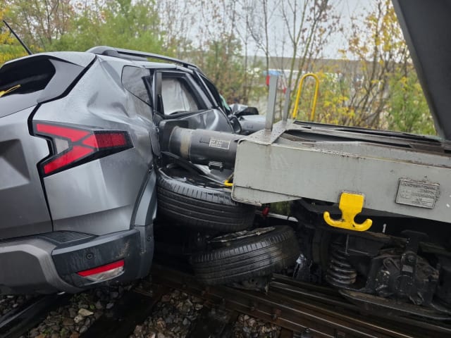 Accident între tren și autoturism în Giurgiu