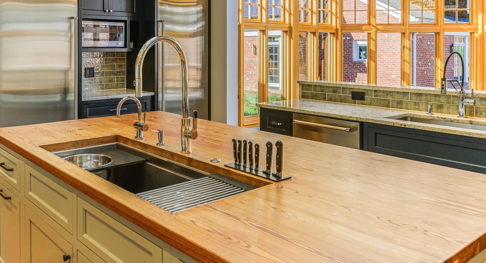 Custom wood workstation sink