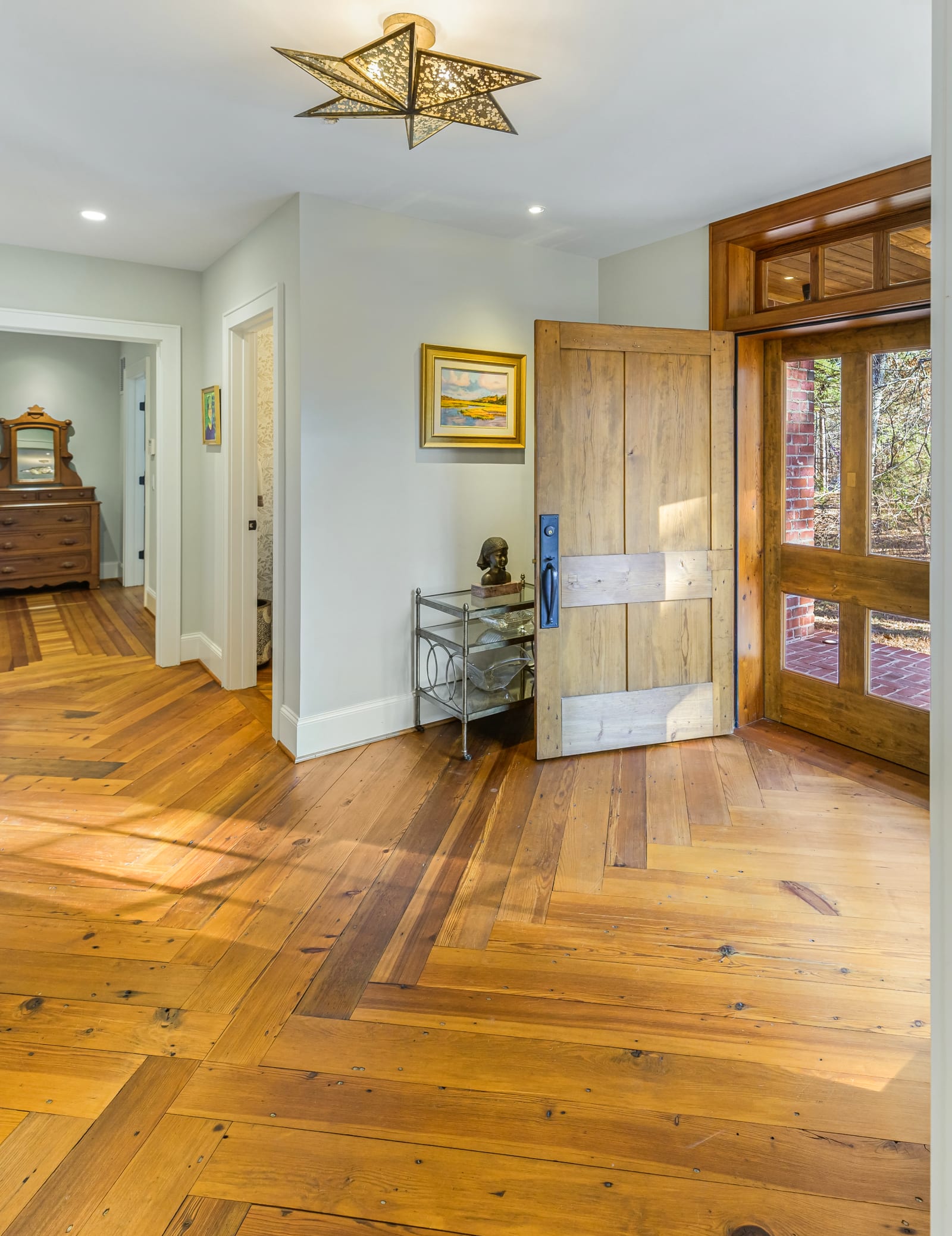 Entry and reclaimed heart pine