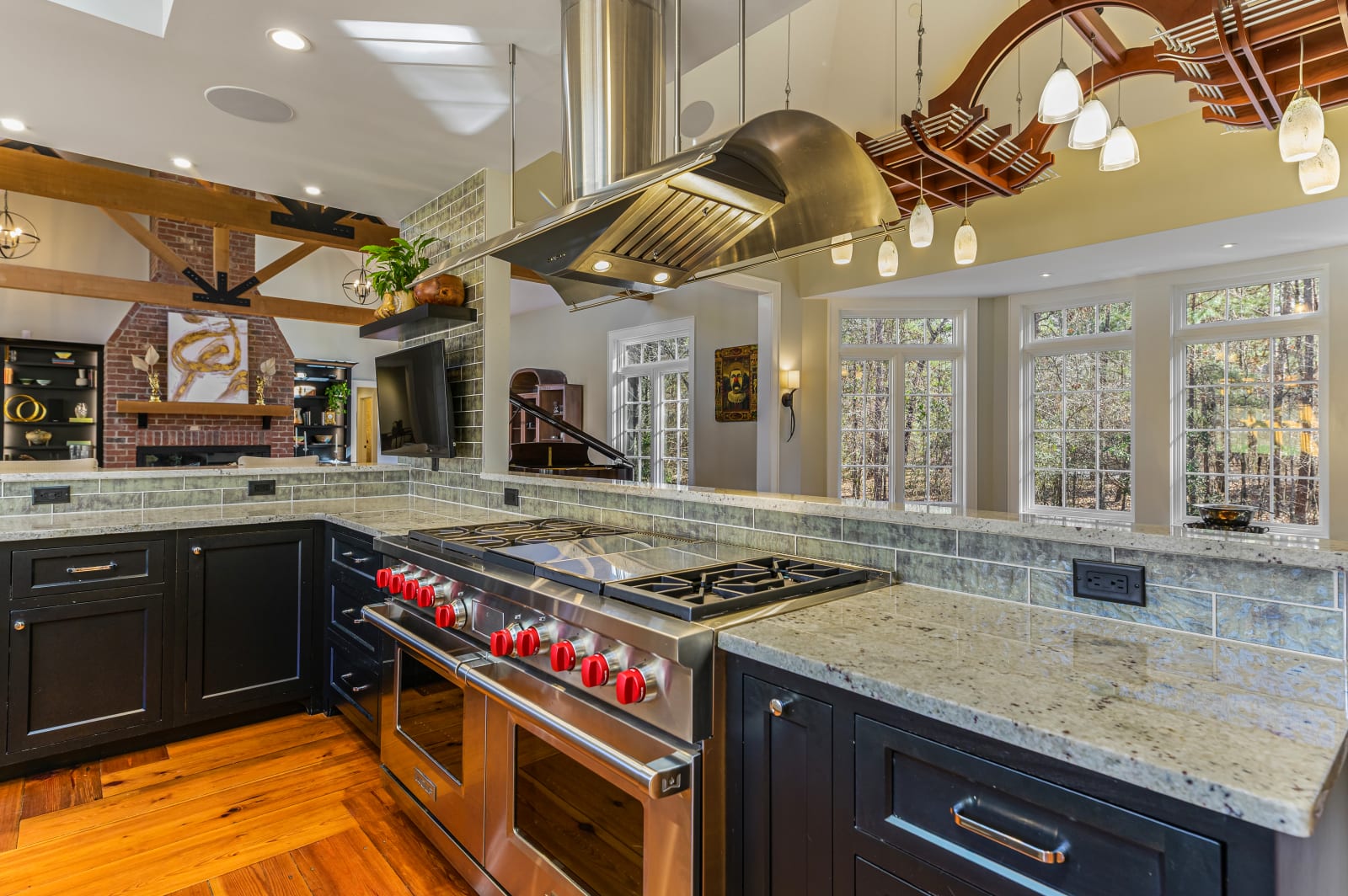 The kitchen — island and range