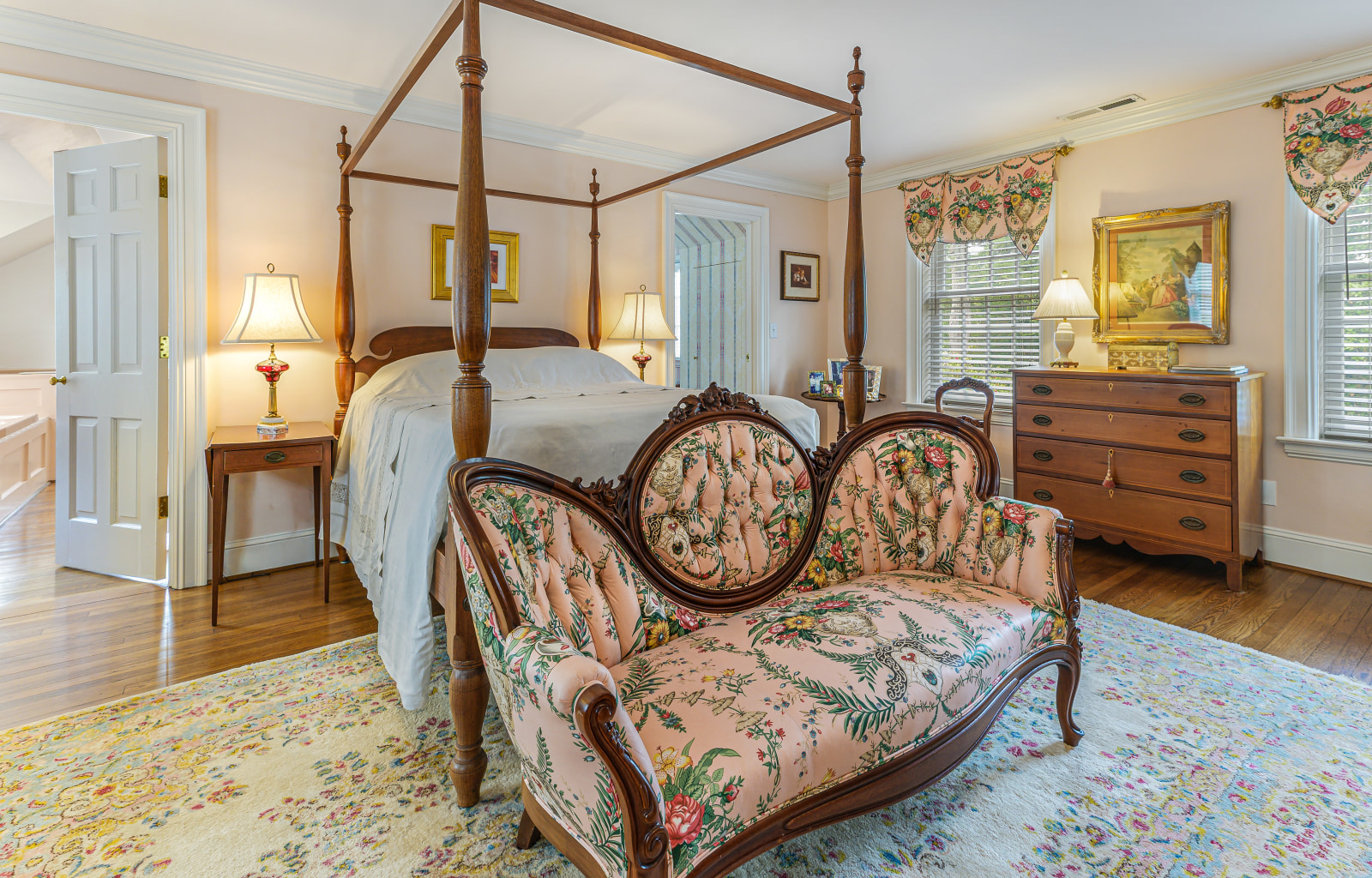 The Rose suite, with its own fireplace and bath