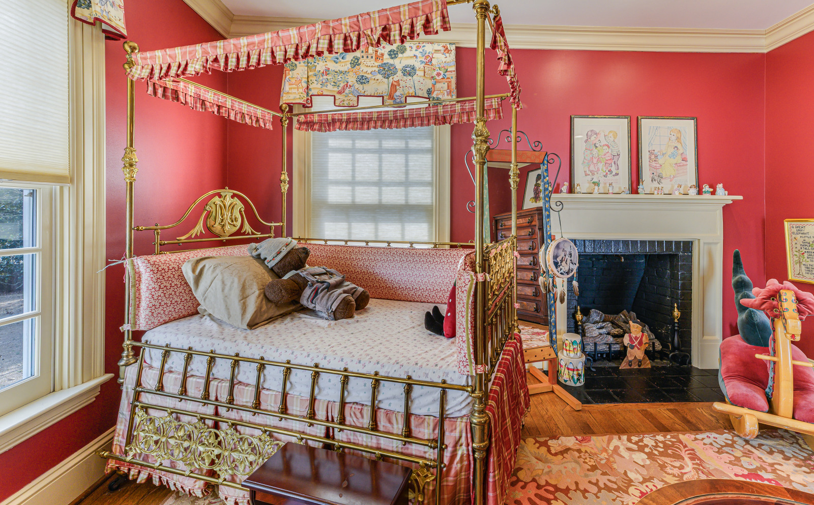 The Red suite, the nursery, the fire lit