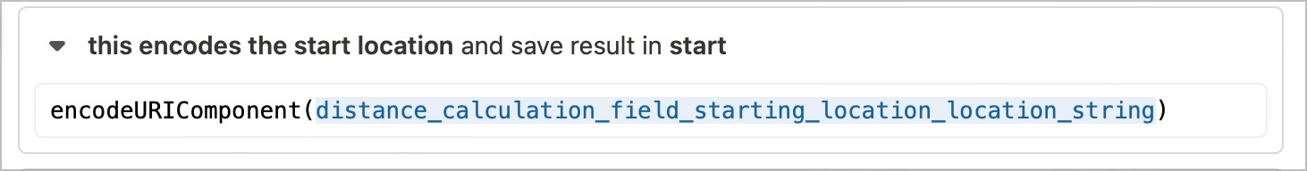 Calculation field showing encoding of location