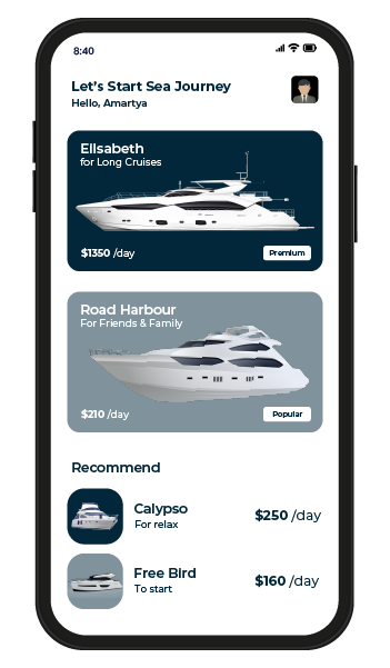 Yacht Management Mobile Interface