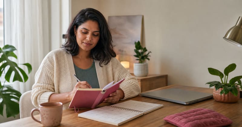 Professional using a symptom diary to plan work - DoctorCert UK PMDD sick note guide