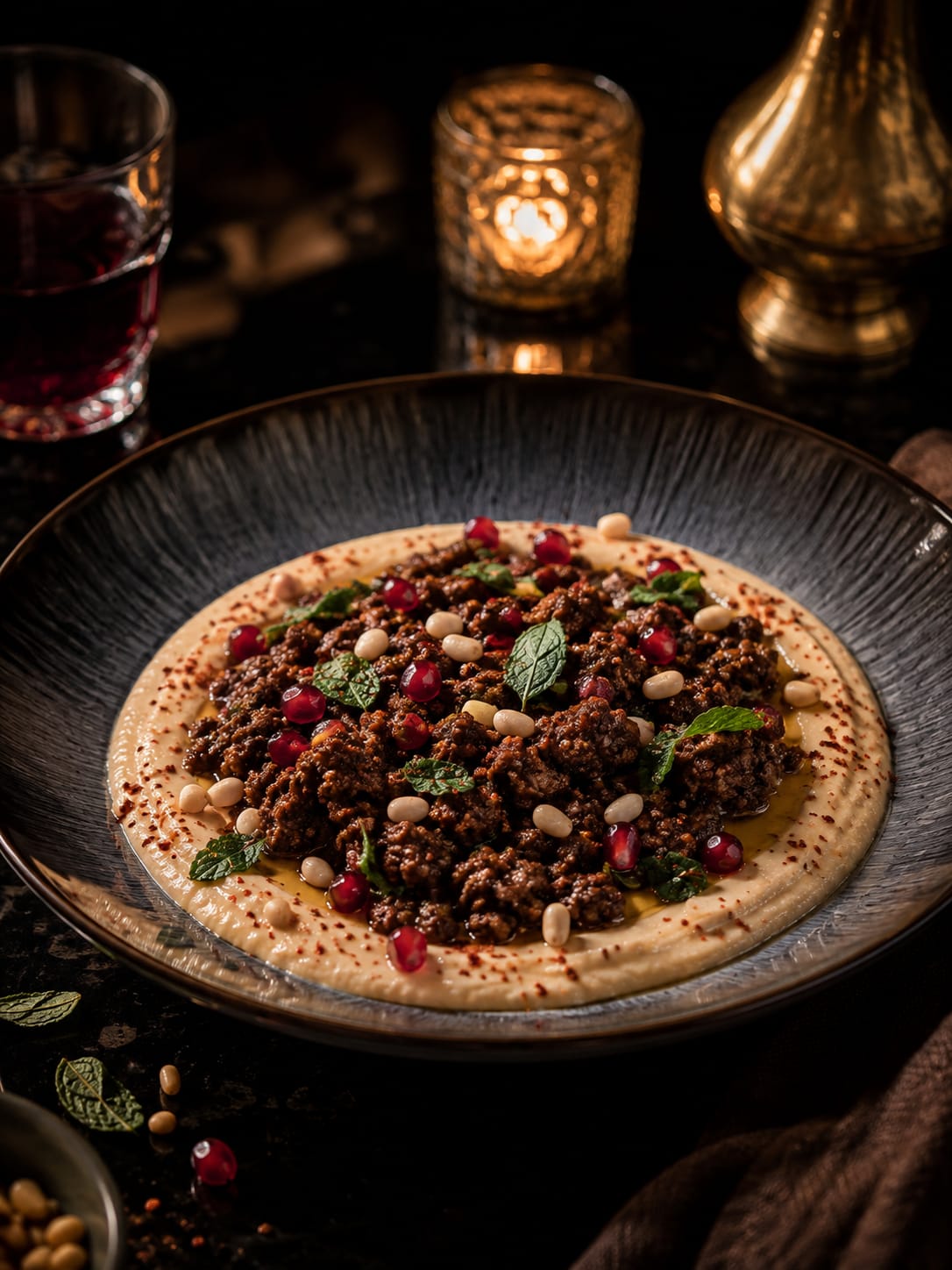 Hummus with Mutton Keema