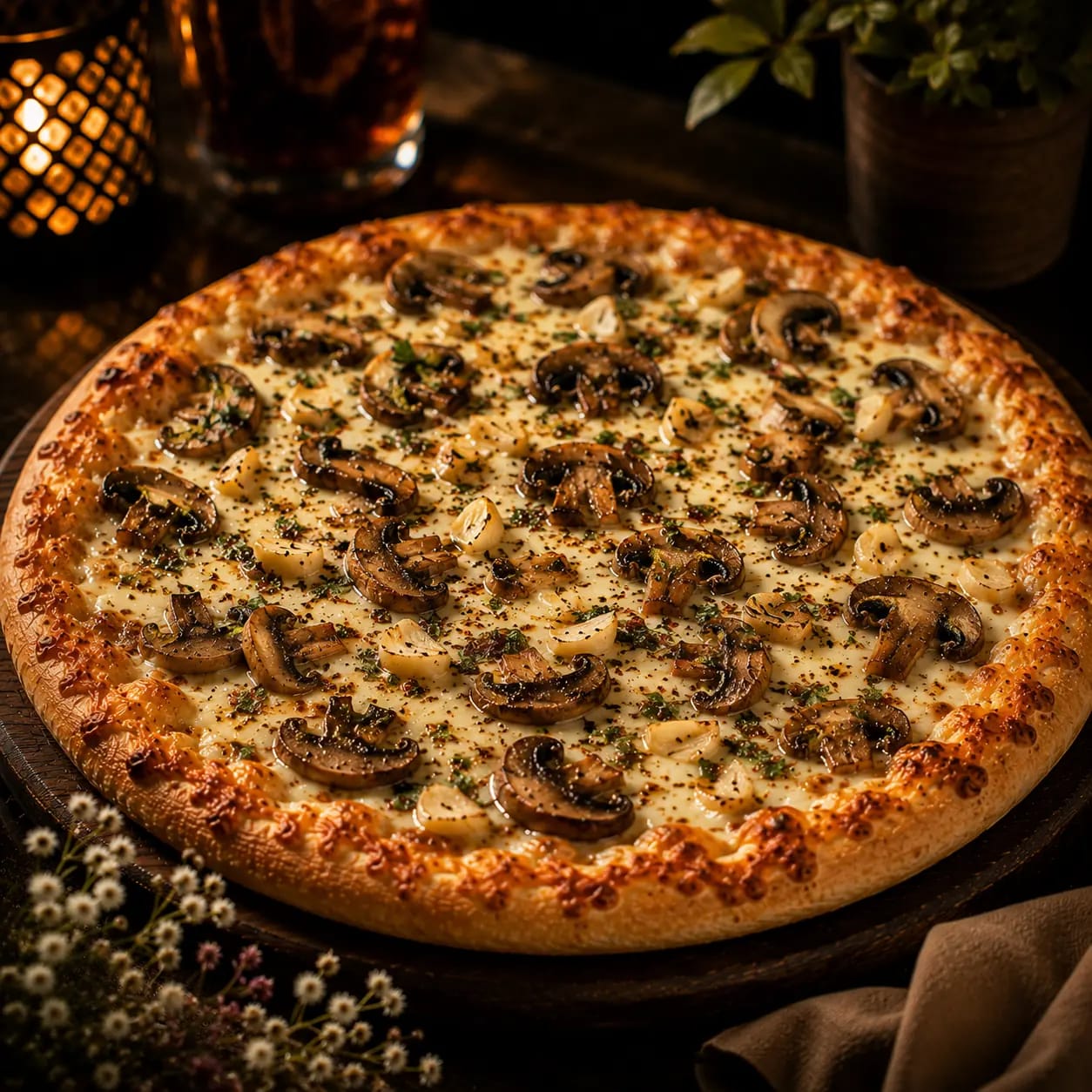 Mushroom & Garlic Pizza