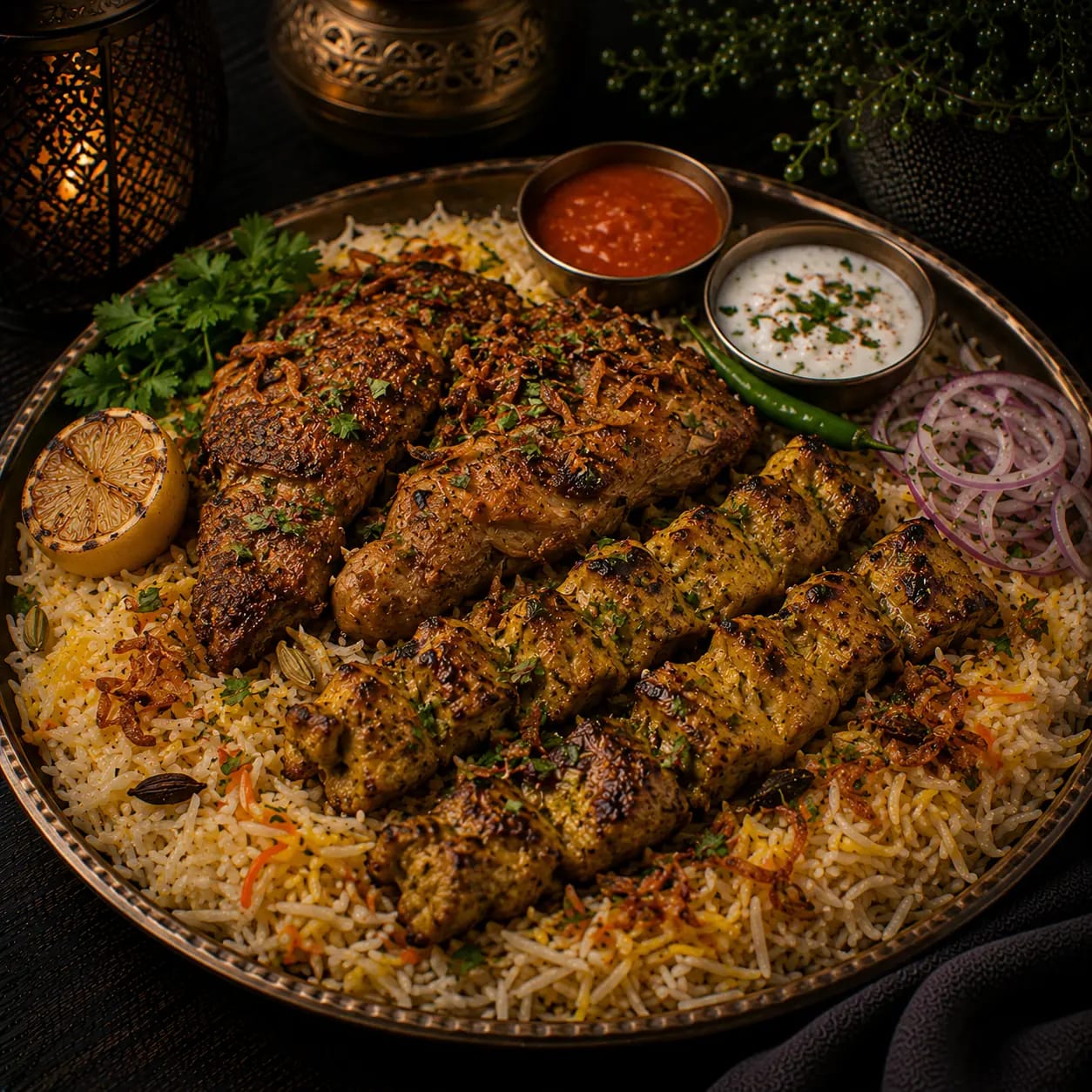 Mandi with Saffron Kebab