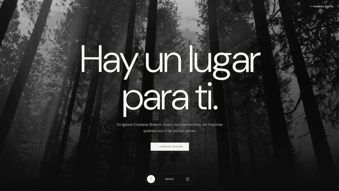 Vista del sitio de Iglesia Cristiana Shalom — propuesta de landing page