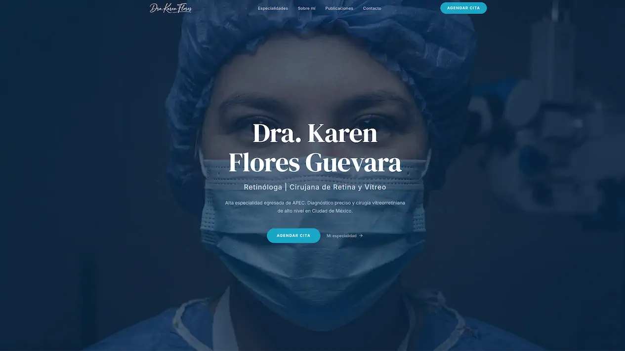 Vista del sitio de la Dra. Karen Flores — retinóloga en Ciudad de México