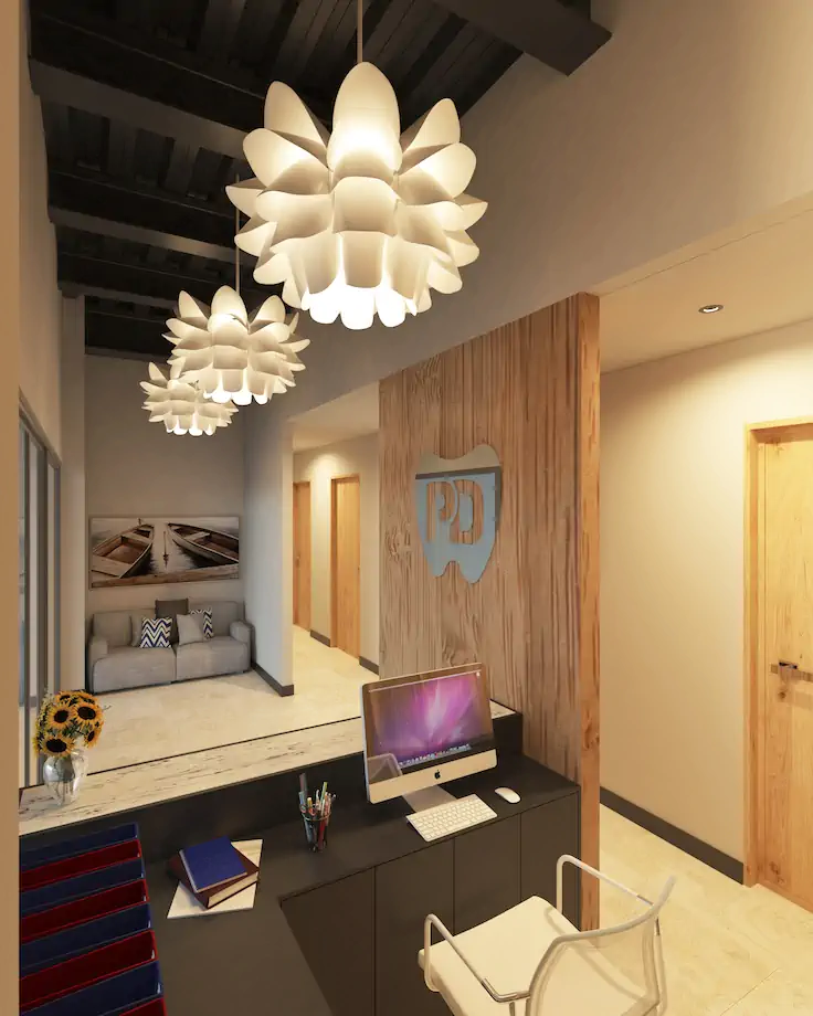 Dentarte — render del pasillo central