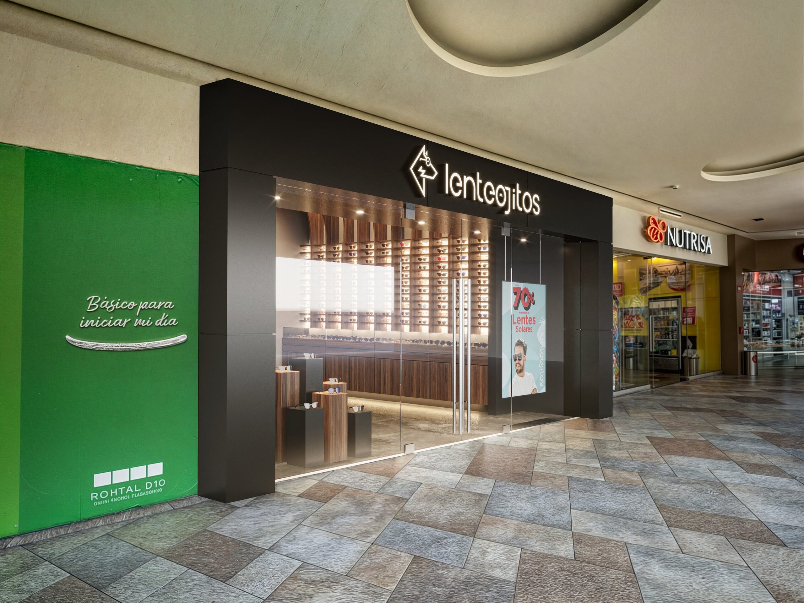 Lenteojitos — render exterior del local