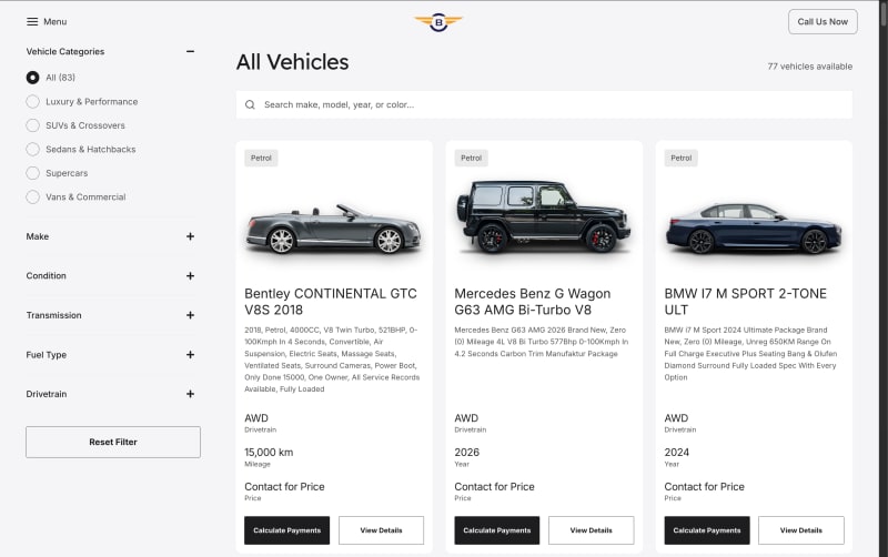 Benson Motors interface 3