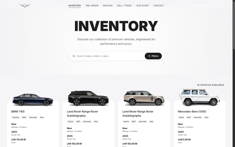 RMA Car Sale interface 1