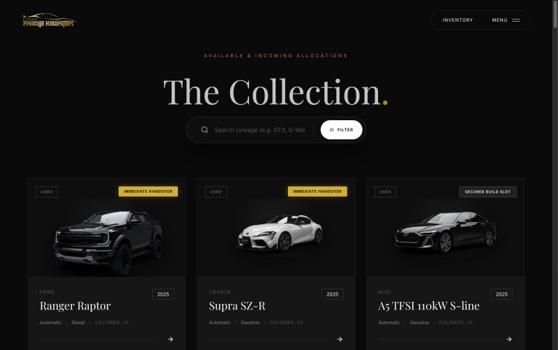 Ceylon Prestige Motorsport interface 1