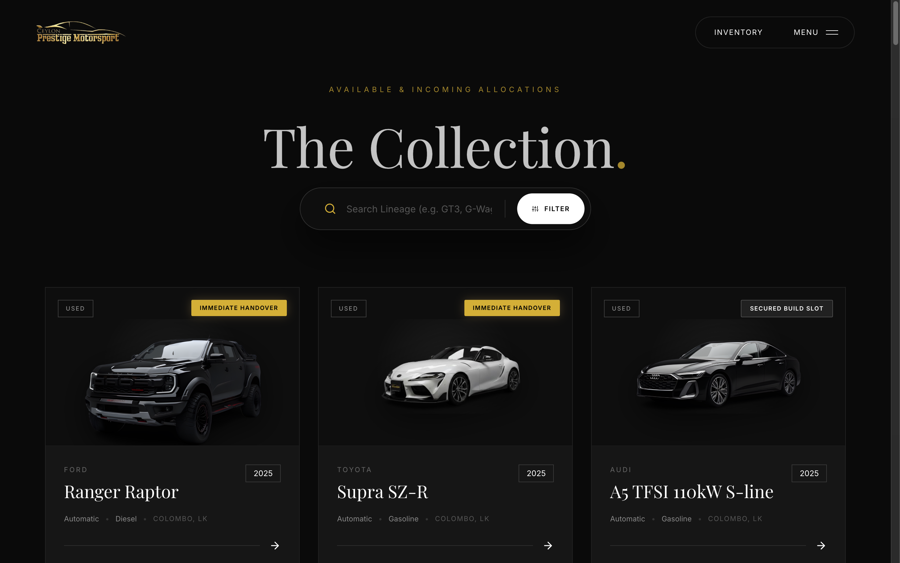 Ceylon Prestige Motorsport interface 1