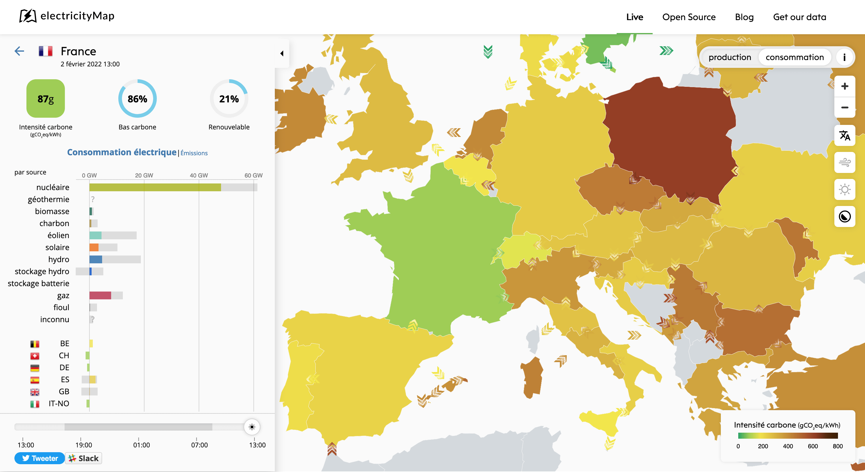 Carte virtuelle production d'éenergie