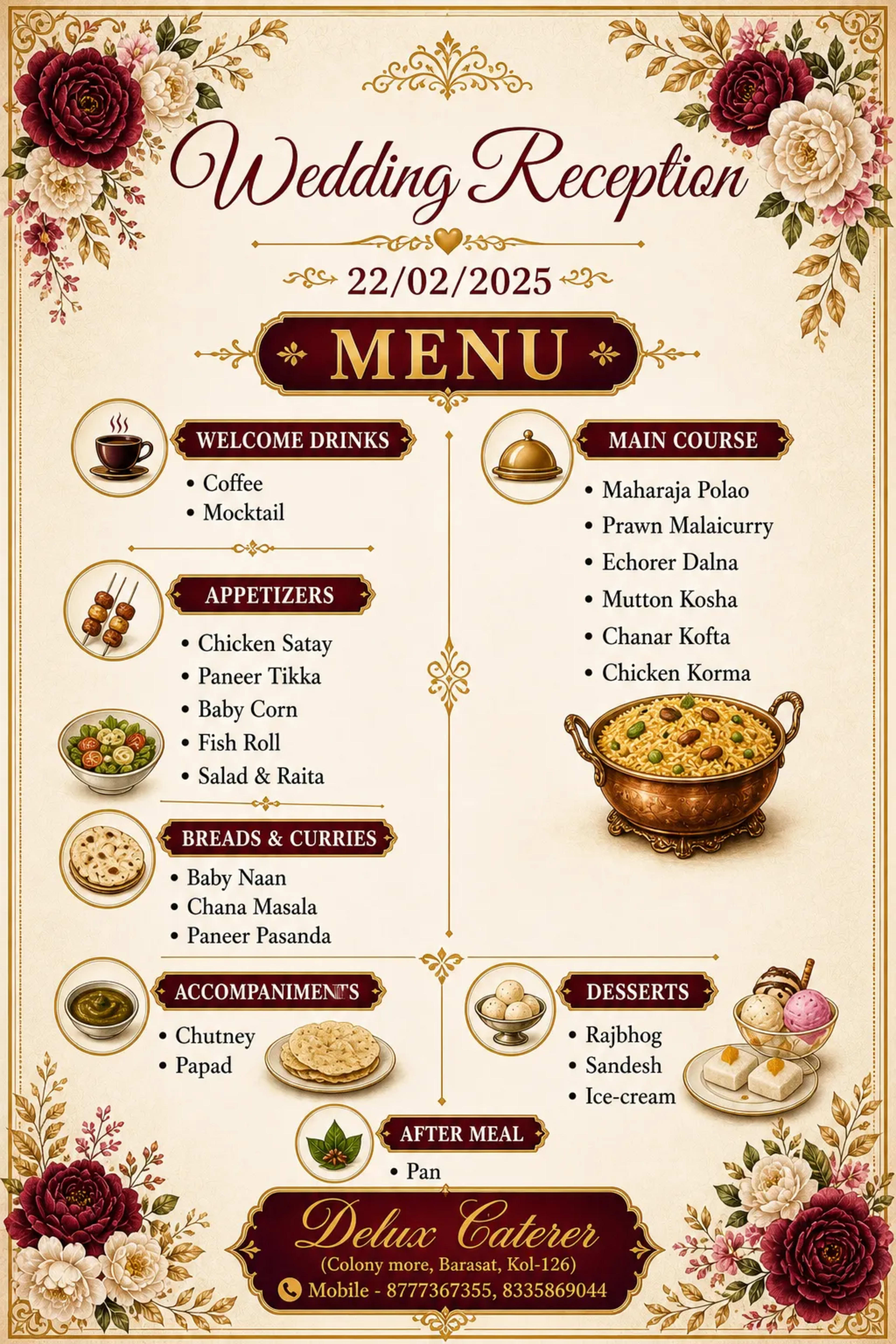 Wedding menu card 2
