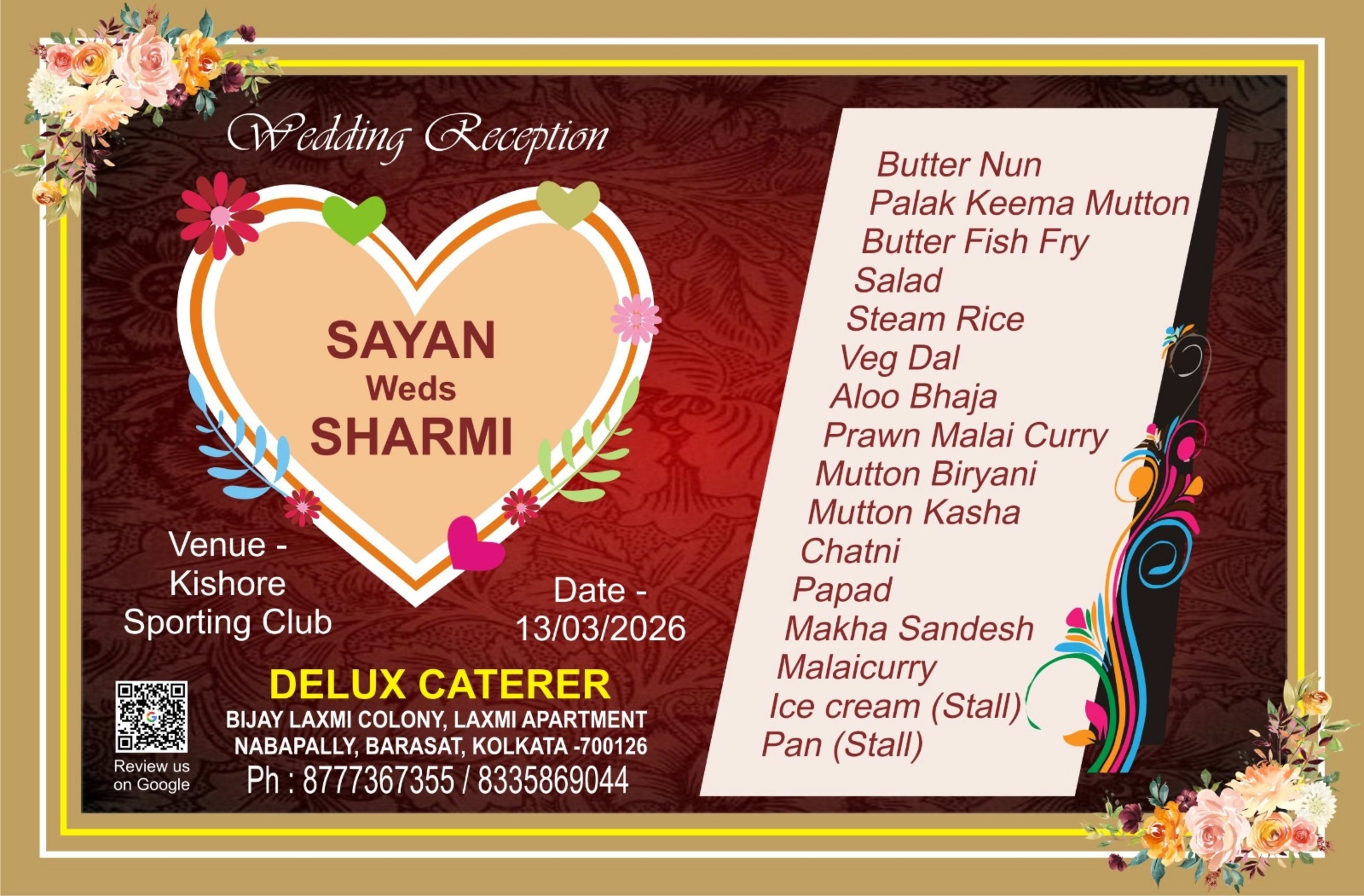 Wedding menu card 6