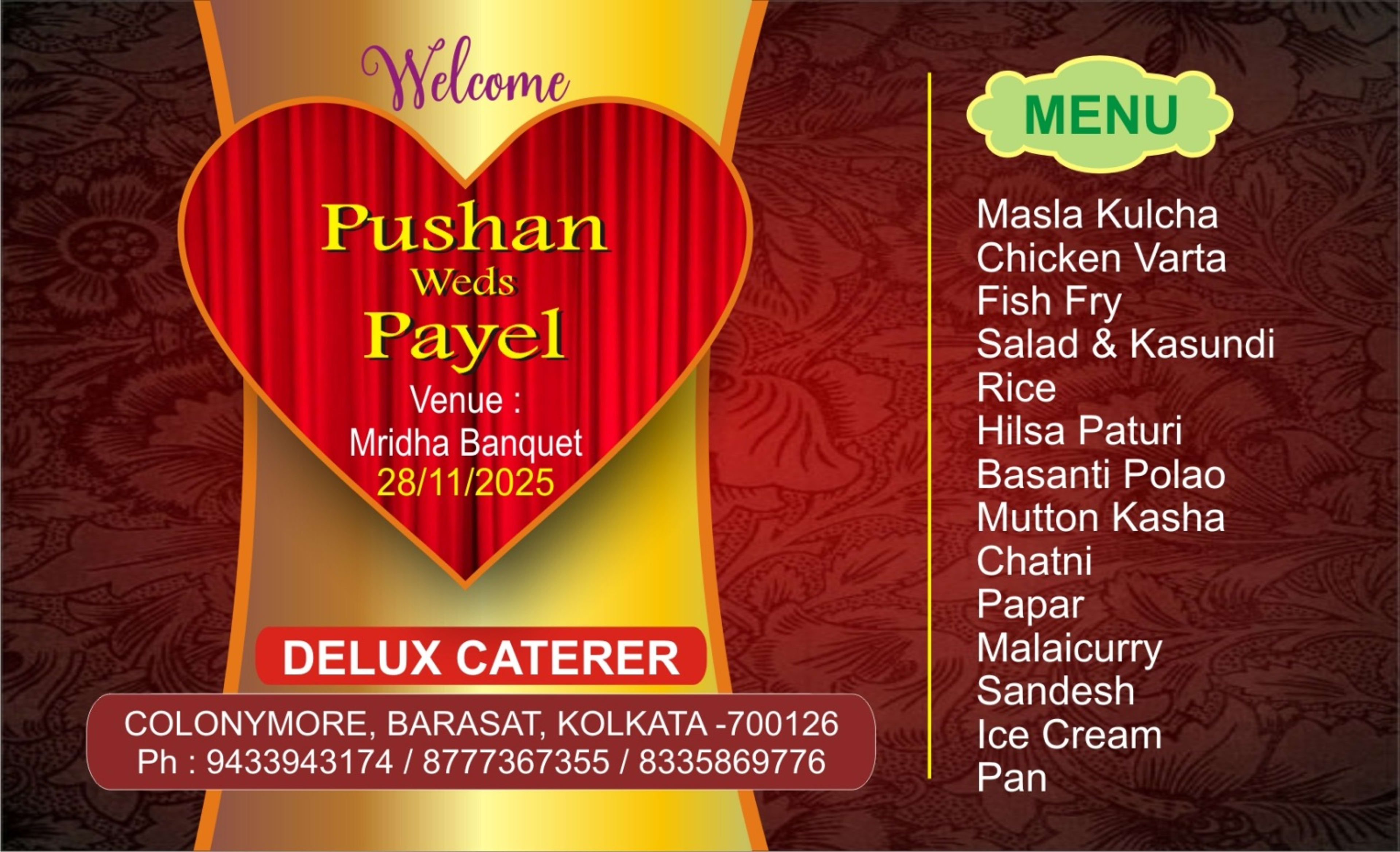 Wedding menu card 11