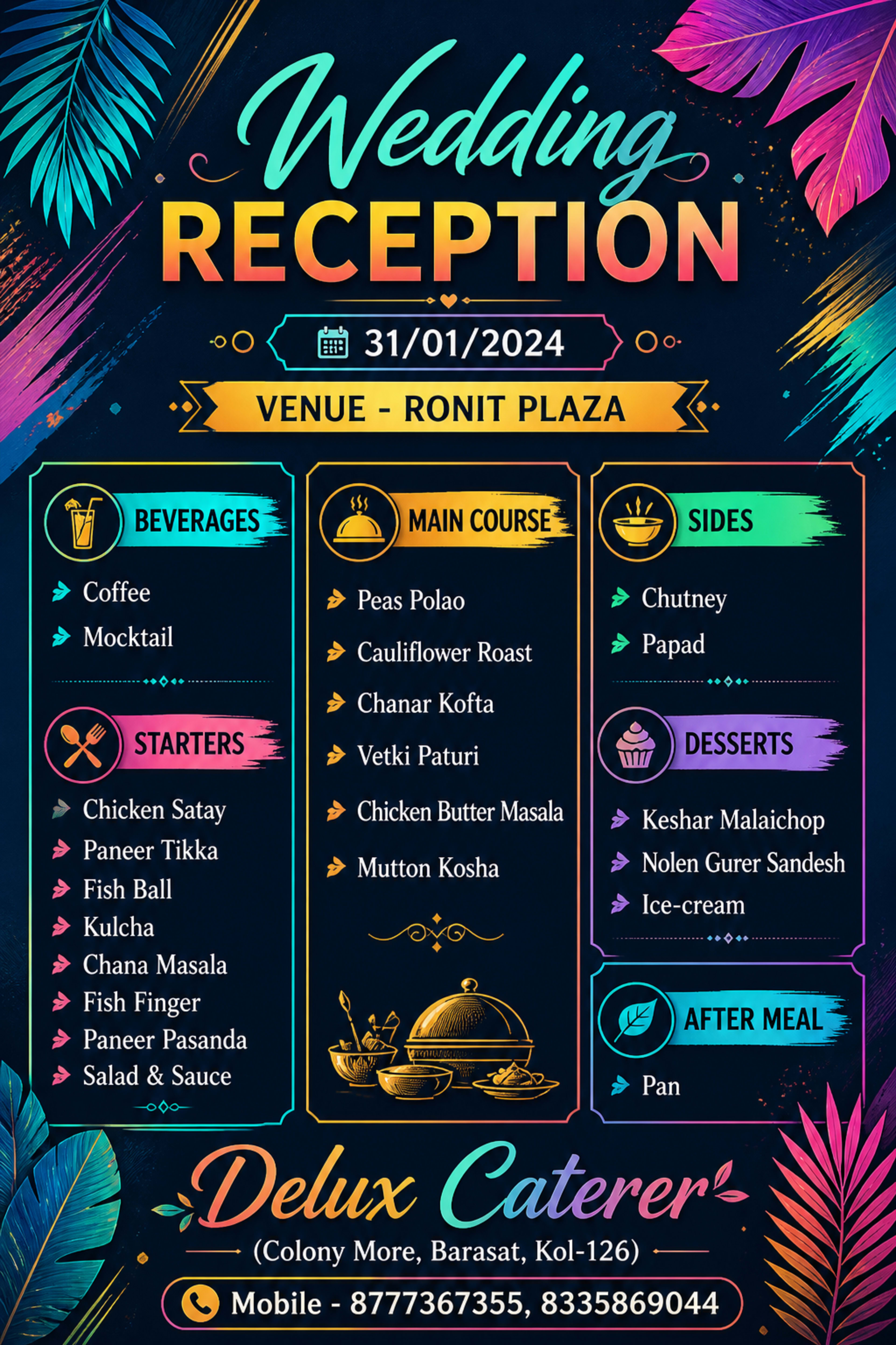 Wedding menu card 14