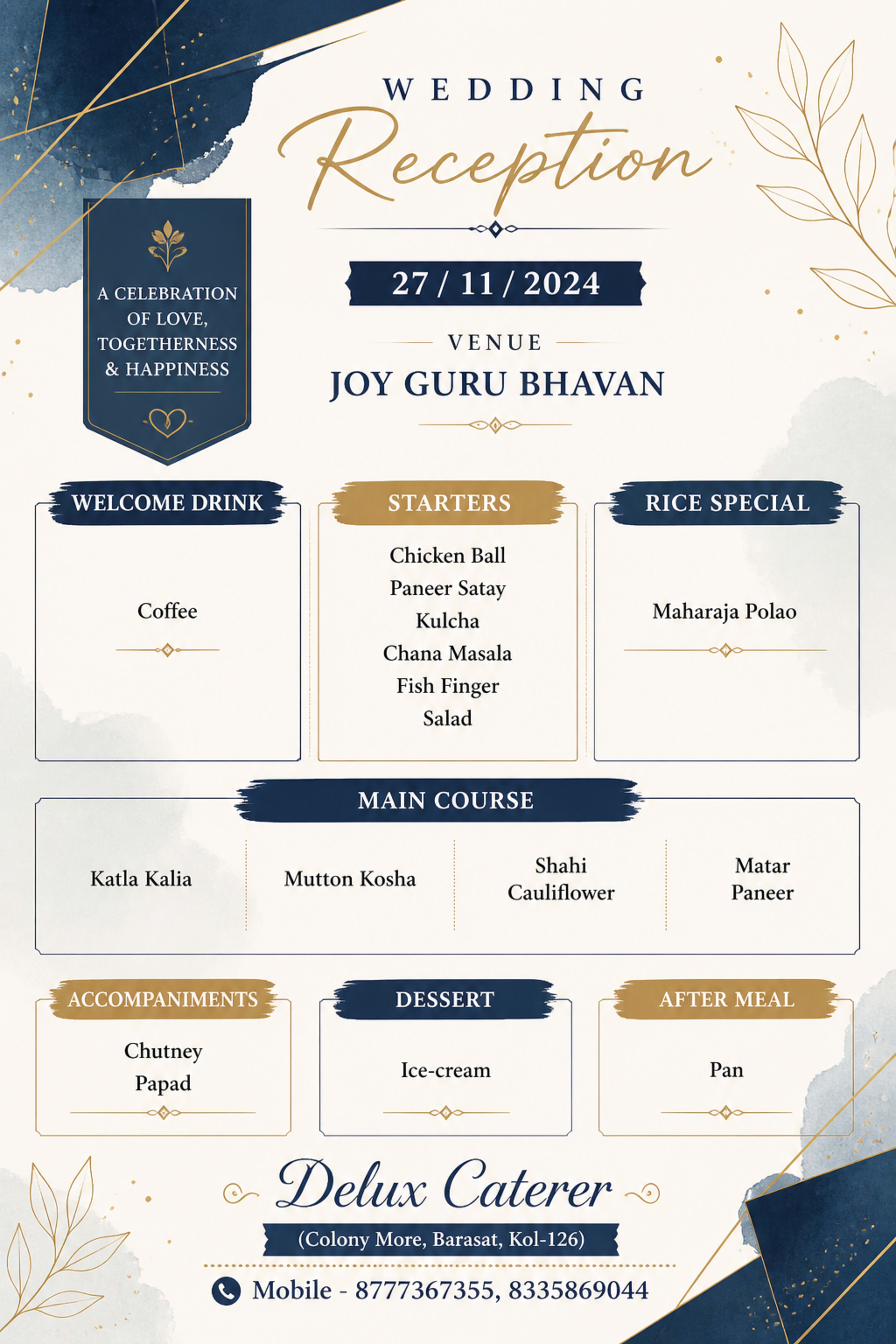 Wedding menu card 20
