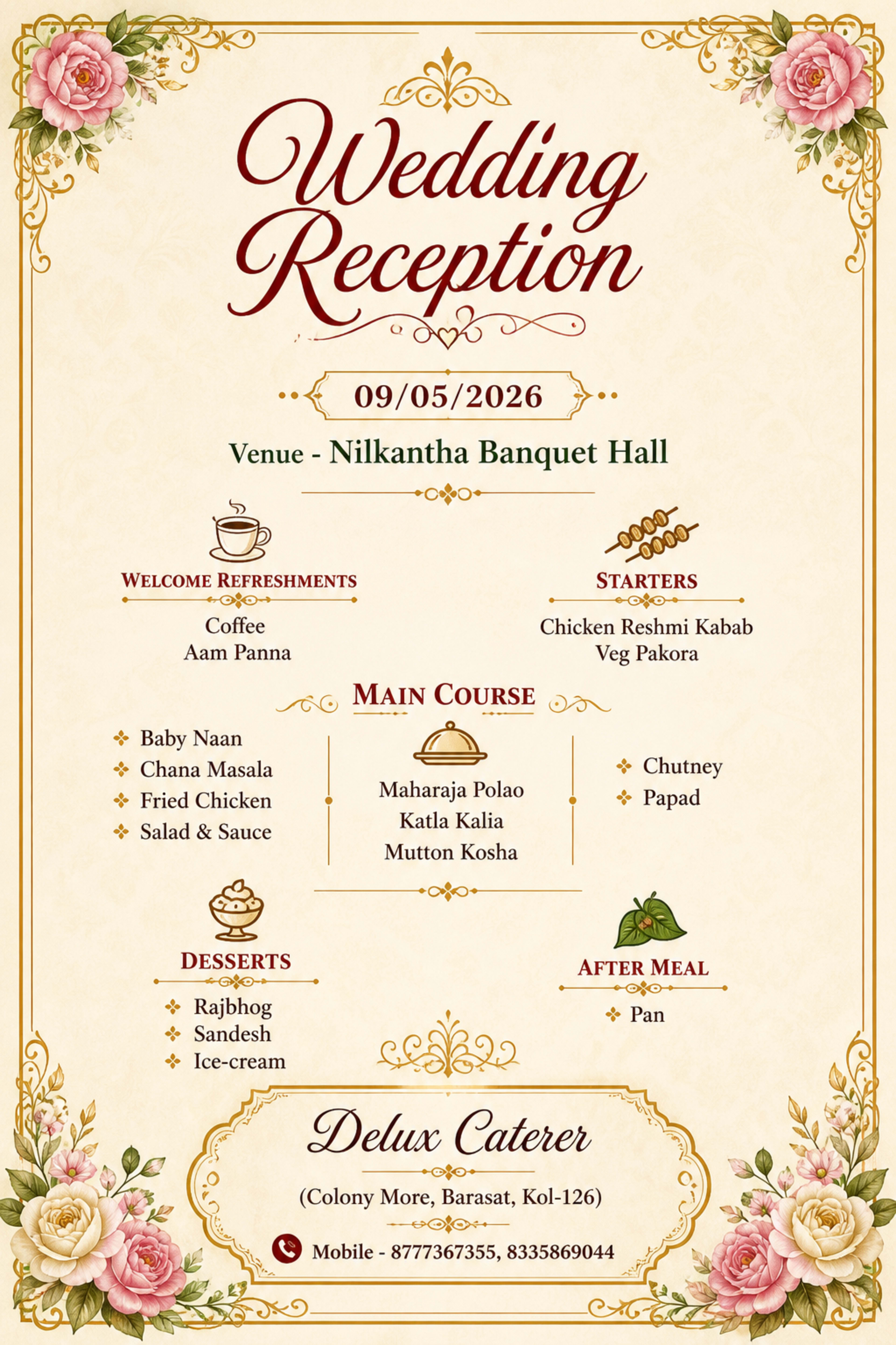 Wedding menu card 23