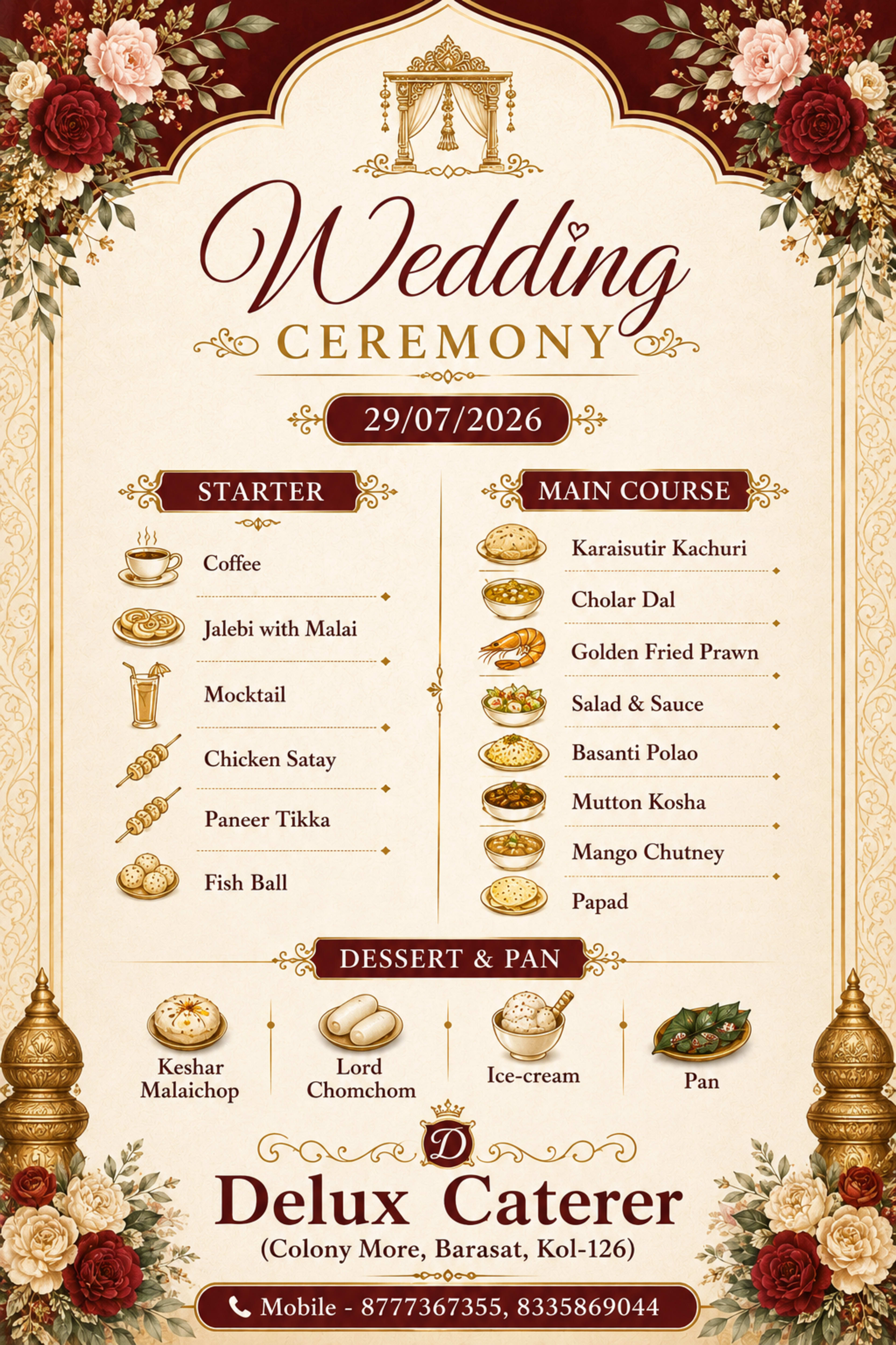 Wedding menu card 28