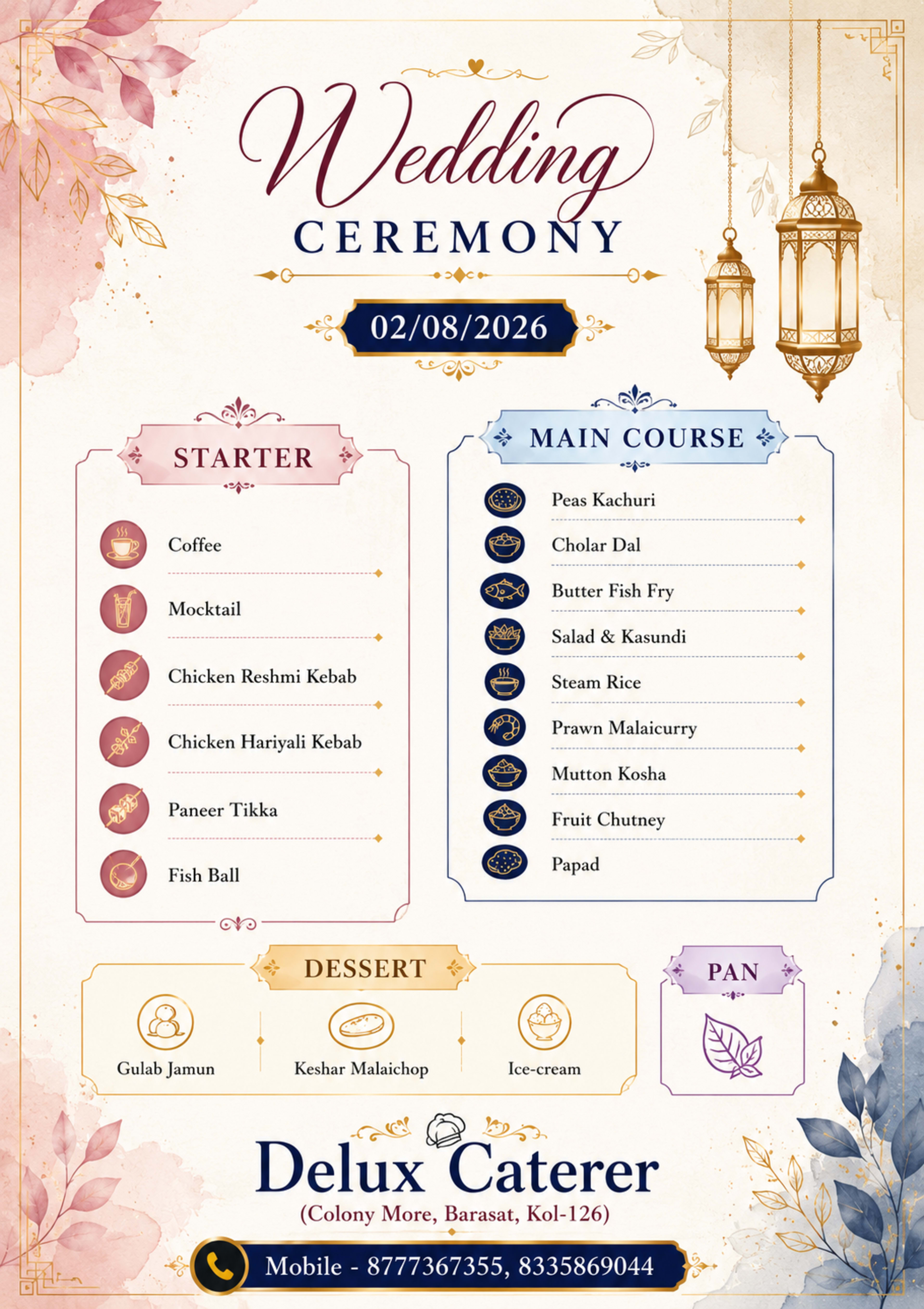 Wedding menu card 32