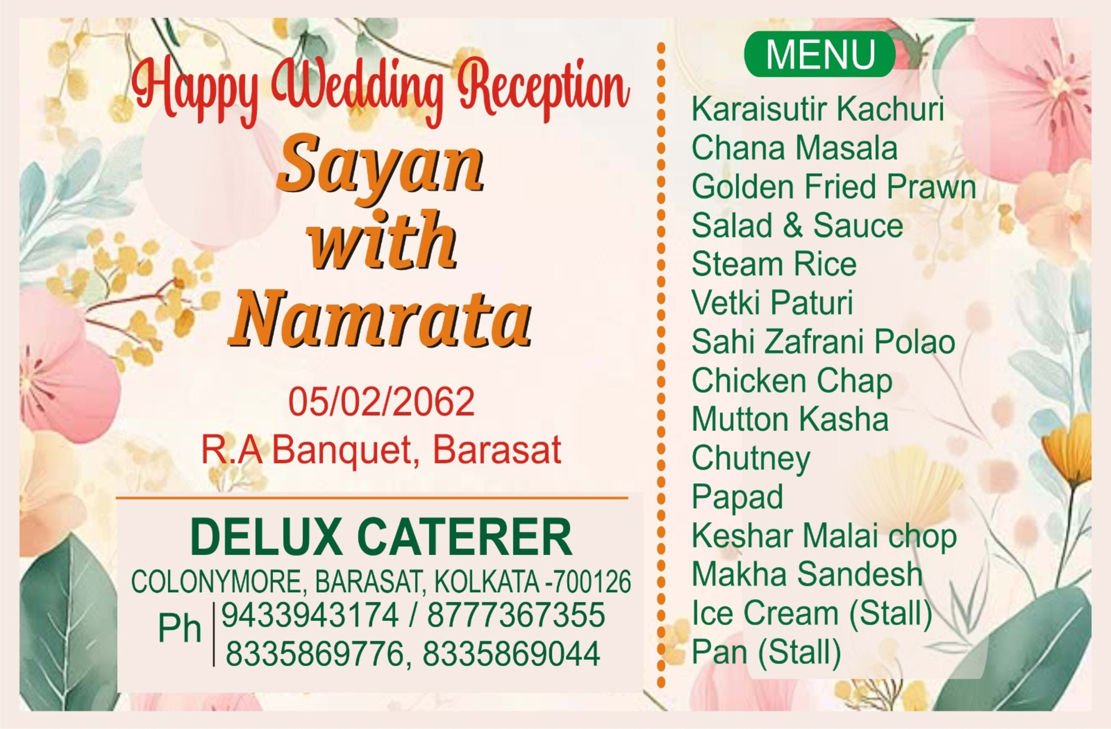 Wedding menu card 26