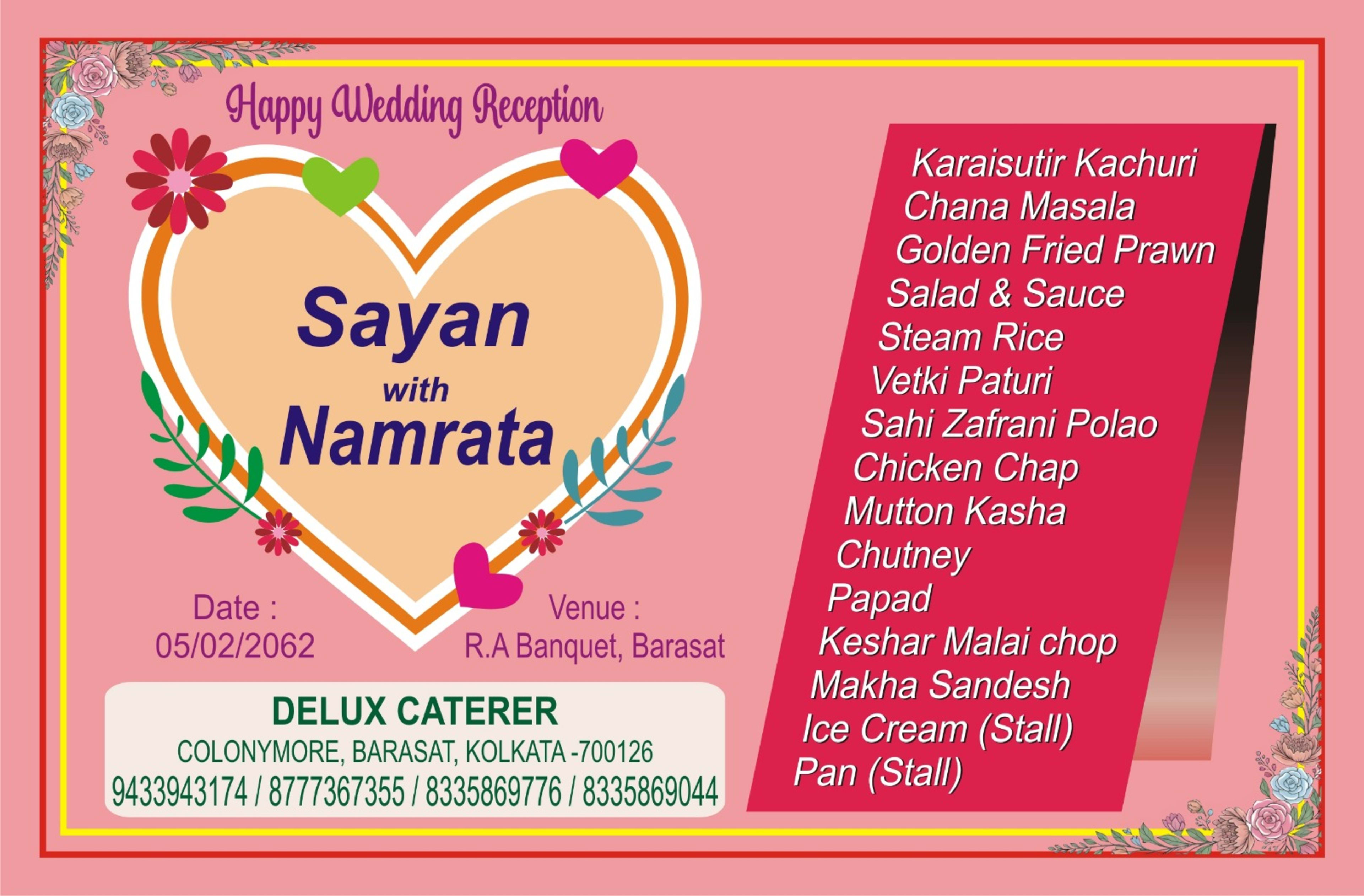 Wedding menu card 28