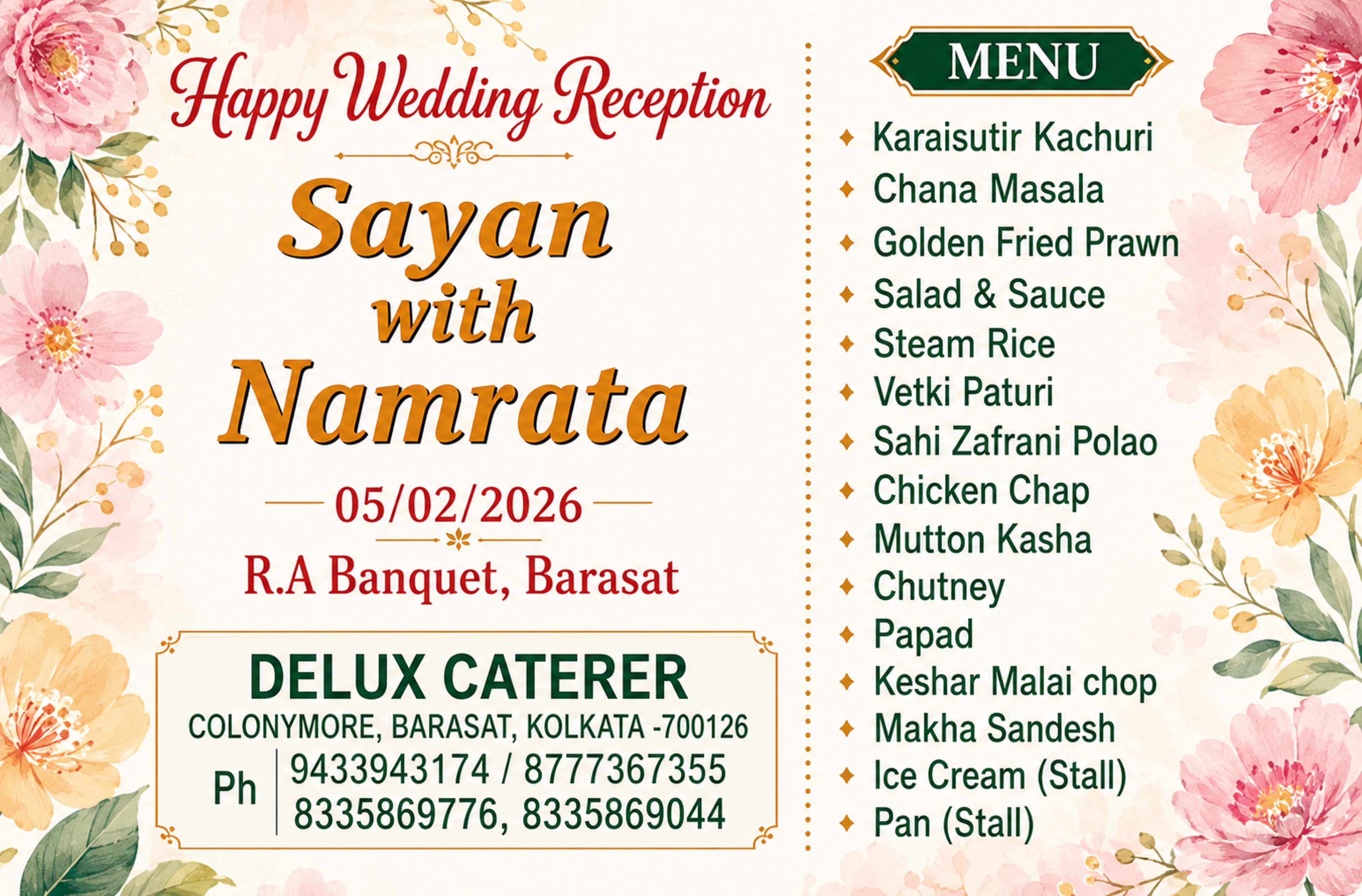 Wedding menu card 43
